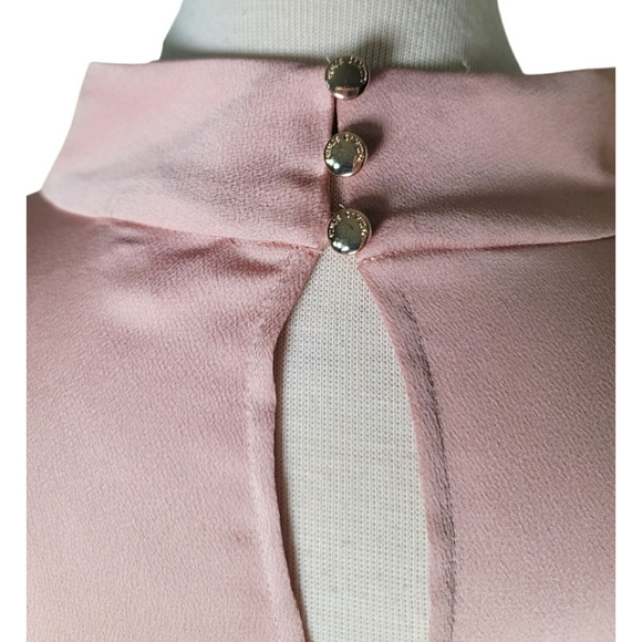 Vince Camuto Collared Nude Pink Long Sleeve Top Size XL - Picture 4 of 7